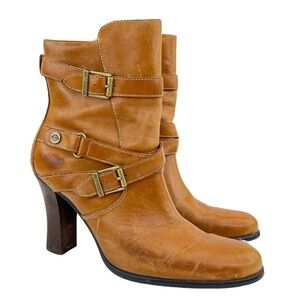 Harley-Davidson Women’s Tan Leather Buckle Heeled Boots